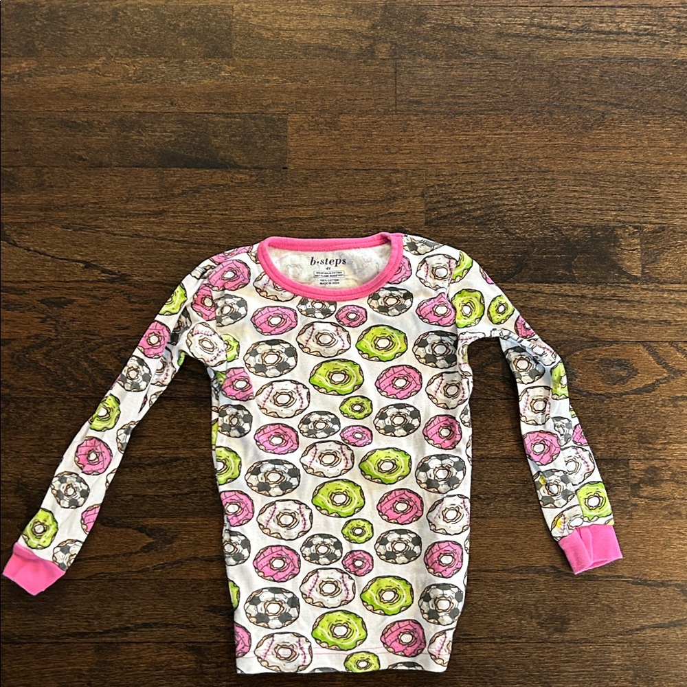 Baby Steps Girls Sport Donut Print Pajama Set - Pink & Green Size 4 - Picture 2 of 11